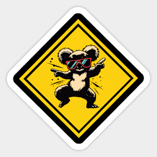 Dancing koala with sunglasses on traffic sign Sticker